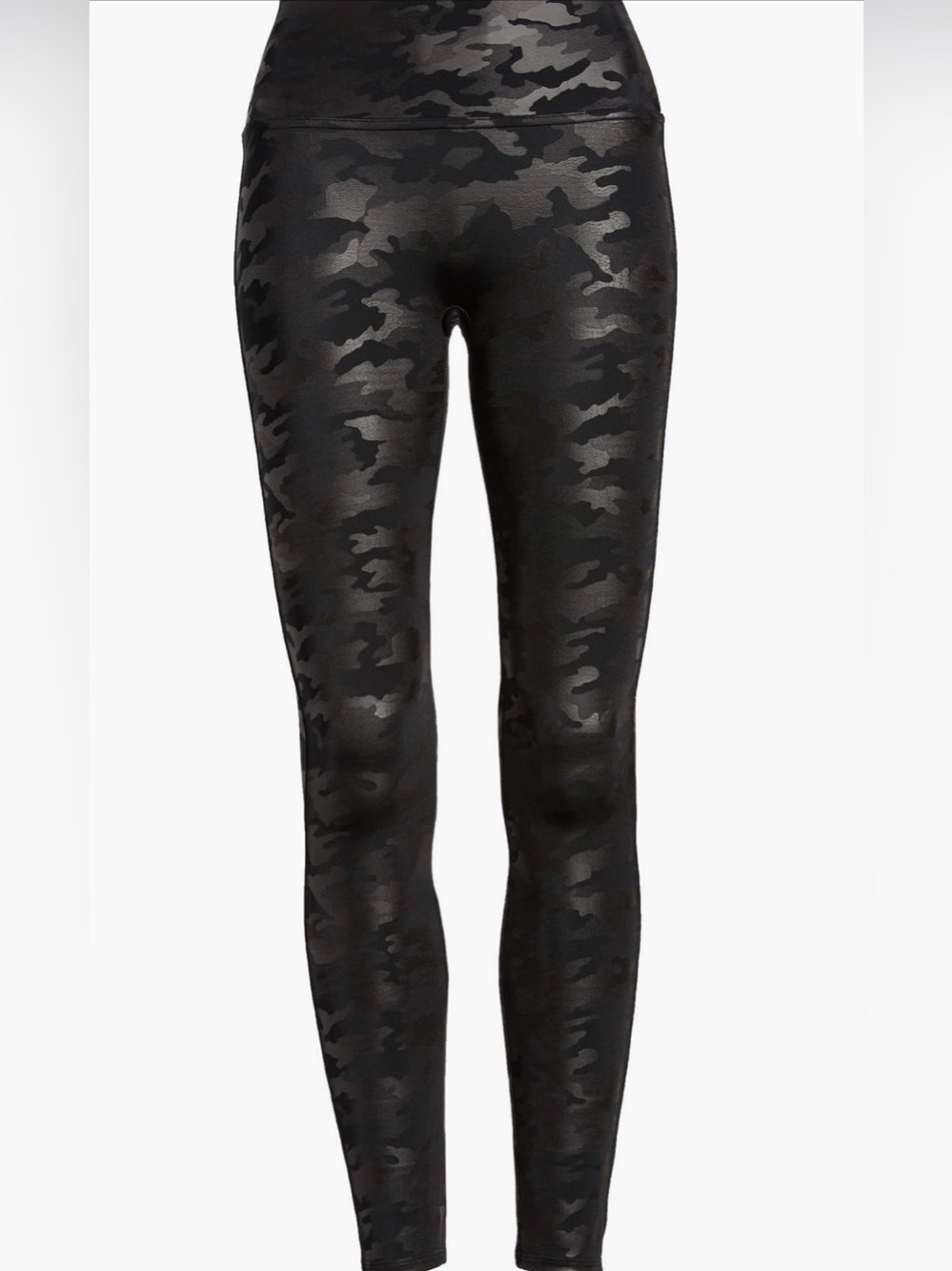 NWT SPANX Camo Faux Leather Leggings - Matte Black Camo - Size Medium